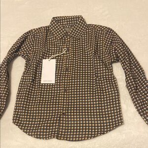 TRULY Brown Geometric Button Down Shirt